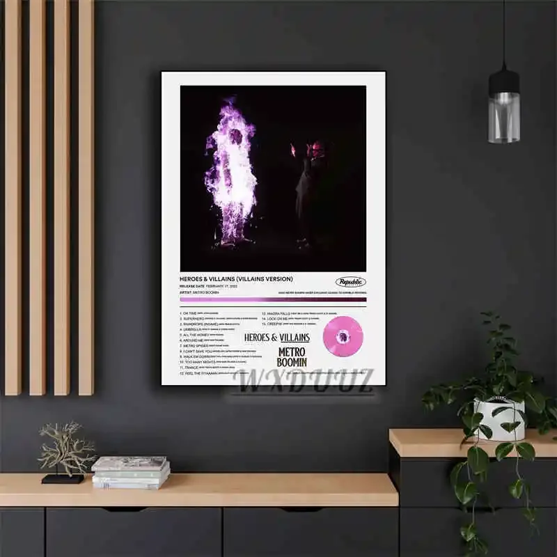 البوب الراب ألبوم الموسيقى غطاء مترو بومين مغني الراب الهيب هوب روك رجل عبر قماش جدار طباعة الفن ديكور غرفة النوم المنزلية #3