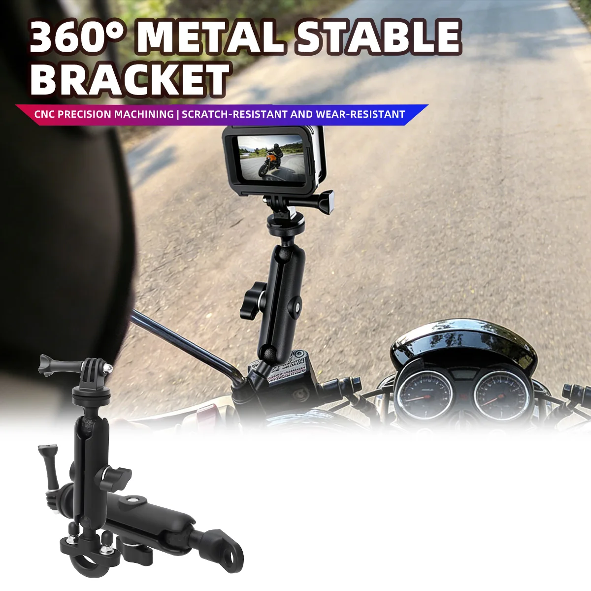 

360° Metal Stable Bracket Camera Clamp Mount Motorcycle Handlebar Super Clamp Holder Clip For Camera GoPro DJI OSMO Insta360