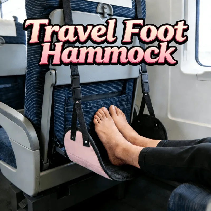 Airplane Train Foot Hammock, Travel Essentials Thickened Bamboo Foot Rest for Travel with Adjustment Strap, Long Flight Must
