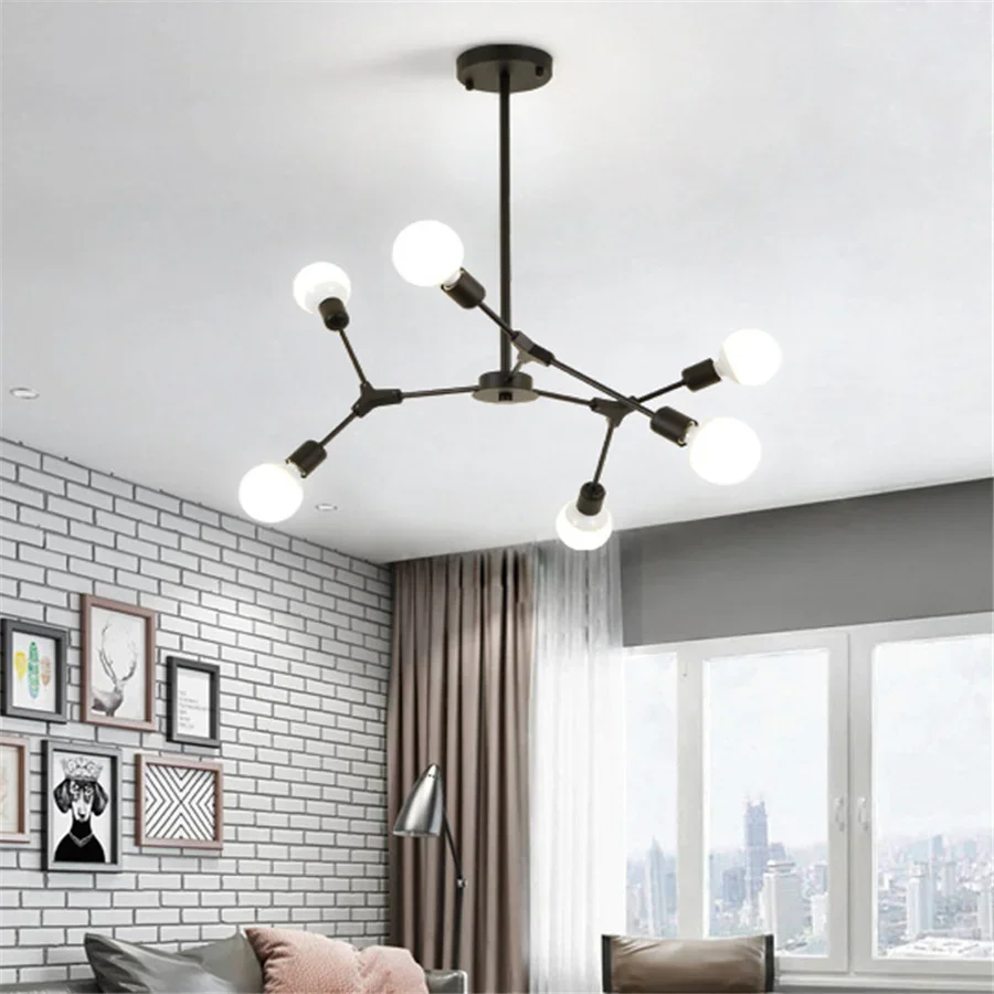 

Вращающаяся скандинавская винтажная классическая люстра E27, креативный потолочный светильник для гостиной, столовой, спальни, кухни, внутреннего освещения