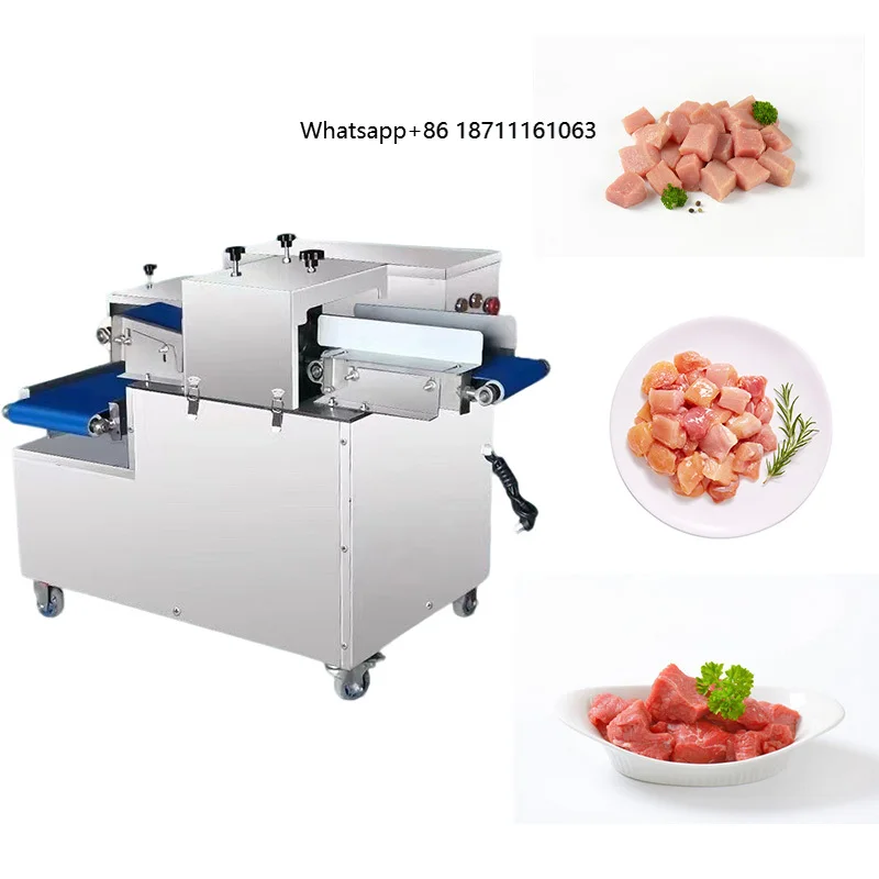 Electric Automatic Commercial Fresh Meat Large Size Dicing Machine With Conveyor Blade for Fresh Beef Chicken Cutting