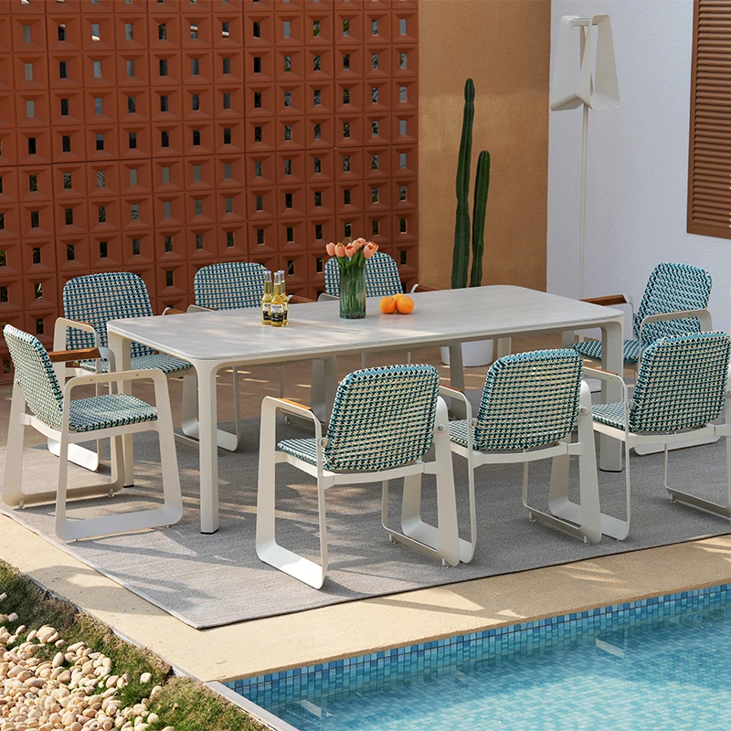 

Outdoor Furniture Dining Table and Chair Set Aluminum Patio Garden Chairs