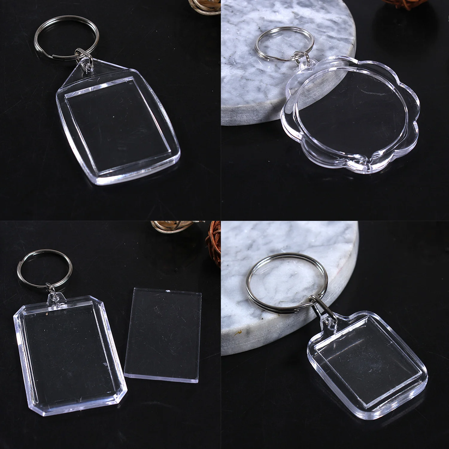 1pcs Acrylic Photo Frame Keychain Photo Insert Clear Acrylic Picture Keychains Blank Rectangle Clear Blank Picture Keyring