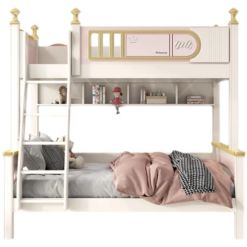 Cama doble de madera maciza para niños, camas altas y bajas, camas para madres y niños, camas combinadas de tamaño pequeño