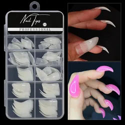 100pcs/ Box Special Curved Hook Fake Nail Half-covered Acrylic Press on Nails Transparent/natural for DIY Nail Charm Tool
