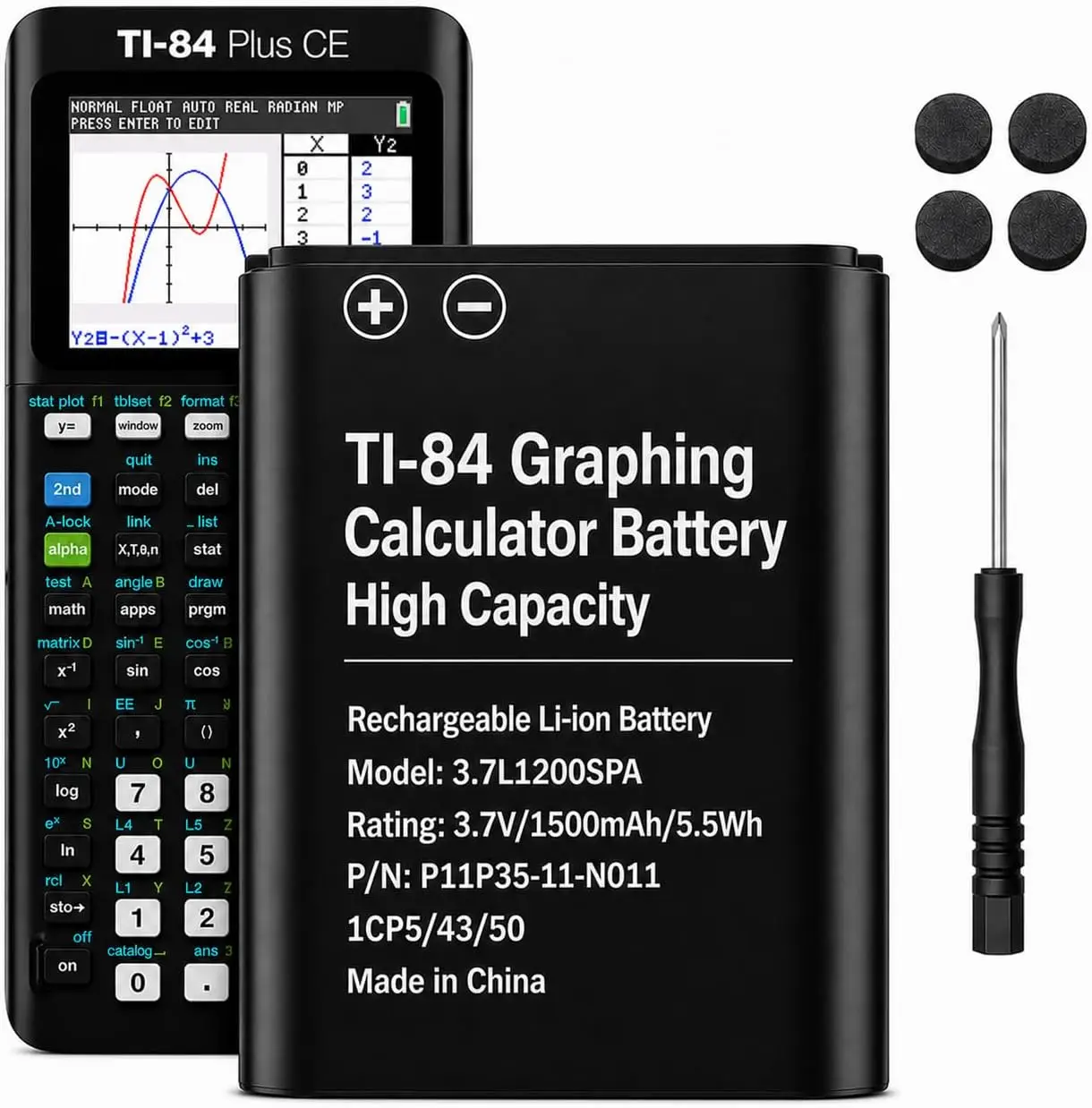 

Replacement Battery for TI-84 Plus CE, TI NSpire CX/CX II/CX CAS, P11P35-11-N01 & 3.7L12005SPA - Fix Dead Power & OS Error