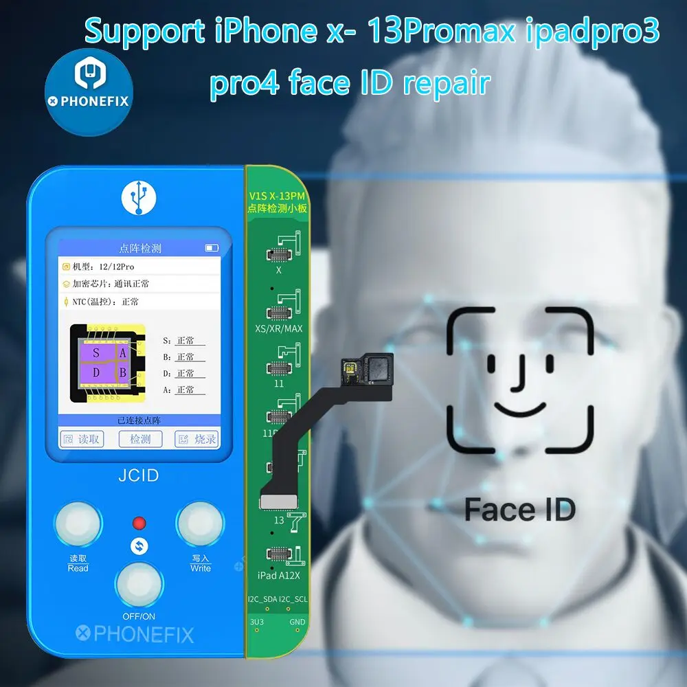 JC V1SE Dot Matrix Repair สำหรับ iPhone Face ID ไม่ทำงาน Fix แสงสีเดิม Touch แบตเตอรี่ลายนิ้วมือ Programmer