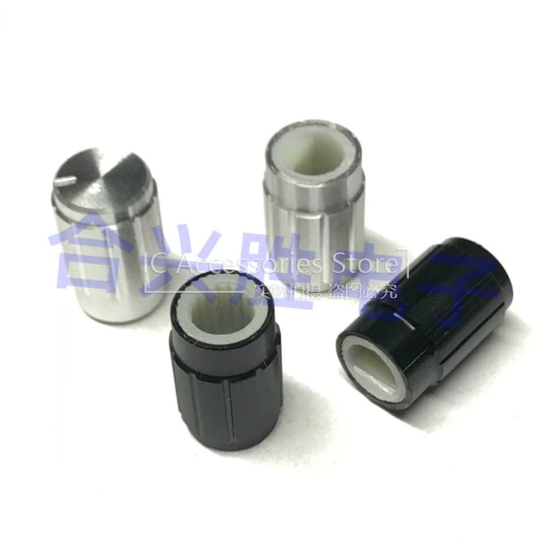 5PCS 10*16MM Aluminum Alloy Black Silver Audio Intercom Knob D Axis Flower Shaft Potentiometer Encoder Cap Hole 6MM