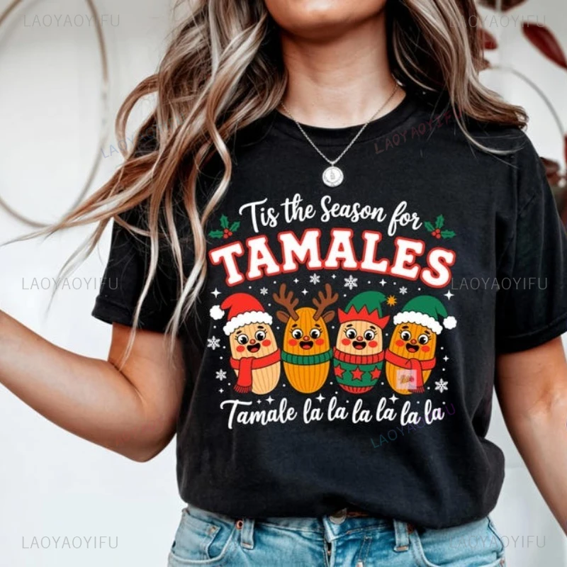 Season for Tamales Png Tshirt Spanish Mexican Tees Spanish Xmas Tees Feliz Navidad New Year Party Tshirt Very Simple Style