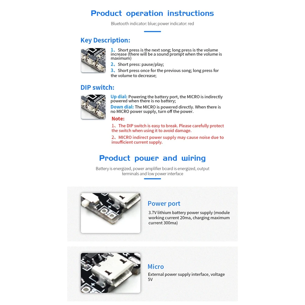 A51I VHM-314 V.20 MP3 Bluetooth 5.0 Scheda di ricezione e decodifica audio Modulo amplificatore audio per auto stereo wireless 3.7-5V