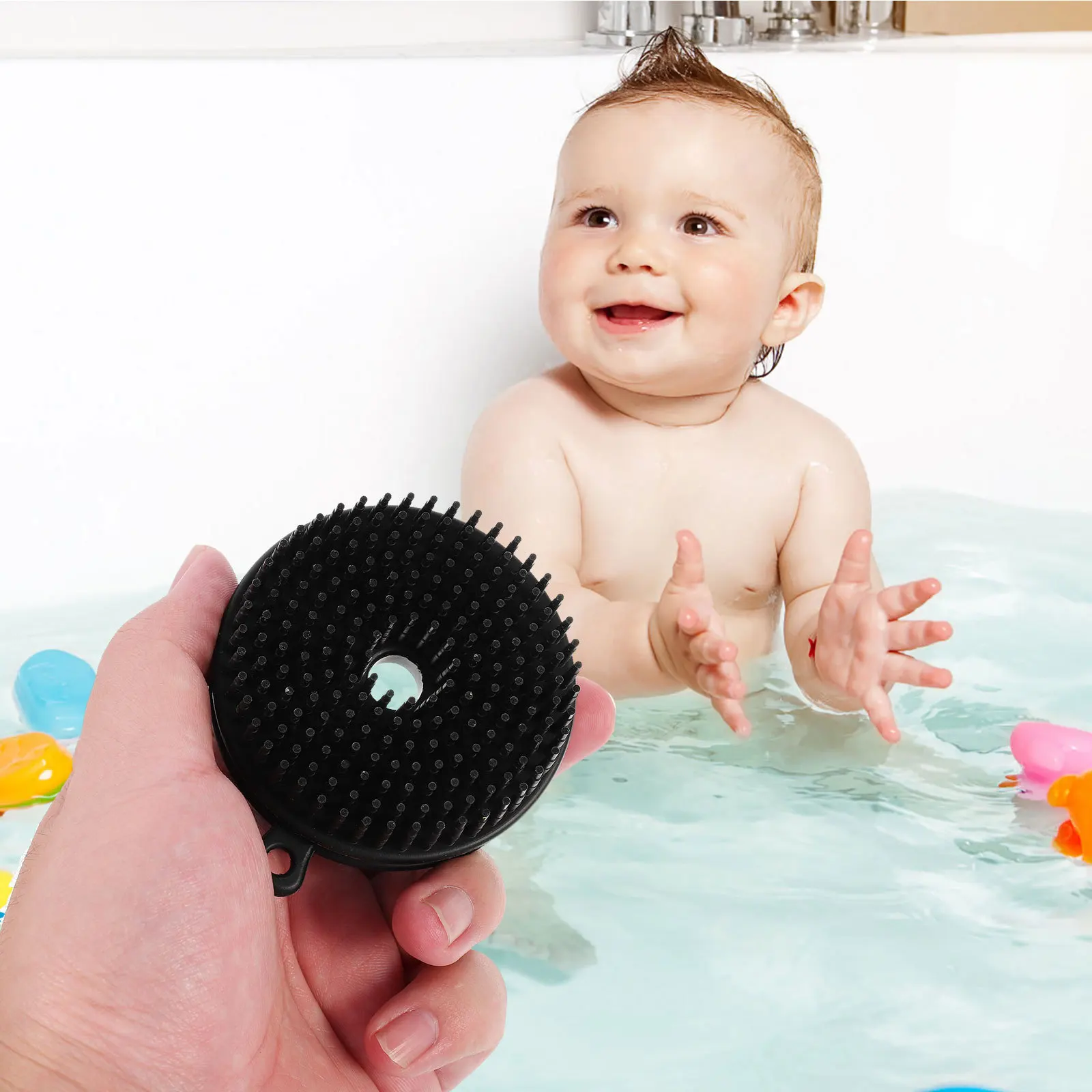 

1pc Silicone Bathing Brush Massage Function Shower Gel Holder Sensitive Skin Baby Use Scrubber Body Cleansing Tool Bath