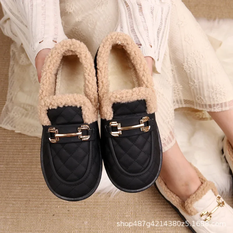 أحذية قطنية شتوية عصرية للنساء مبطنة بالصوف سميكة القاع مقاومة للماء أحذية فول فول متعددة الاستخدامات أحذية الثلوج الدافئة #1