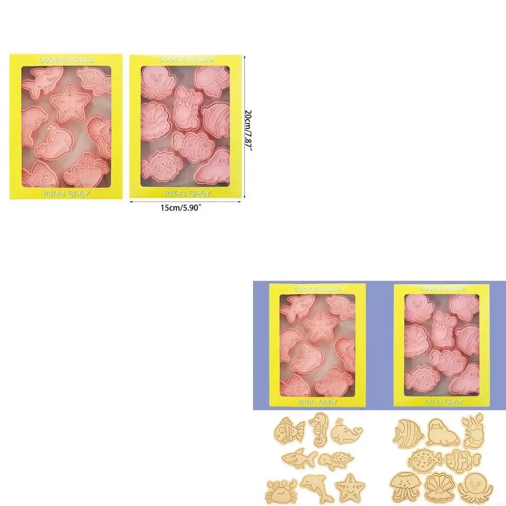 

16Pieces Marine Animal Biscuit Mold Cookie Stamps Set Fondant Biscuit Pastry Cookie Cutters for DIY Cake Baking L5BE