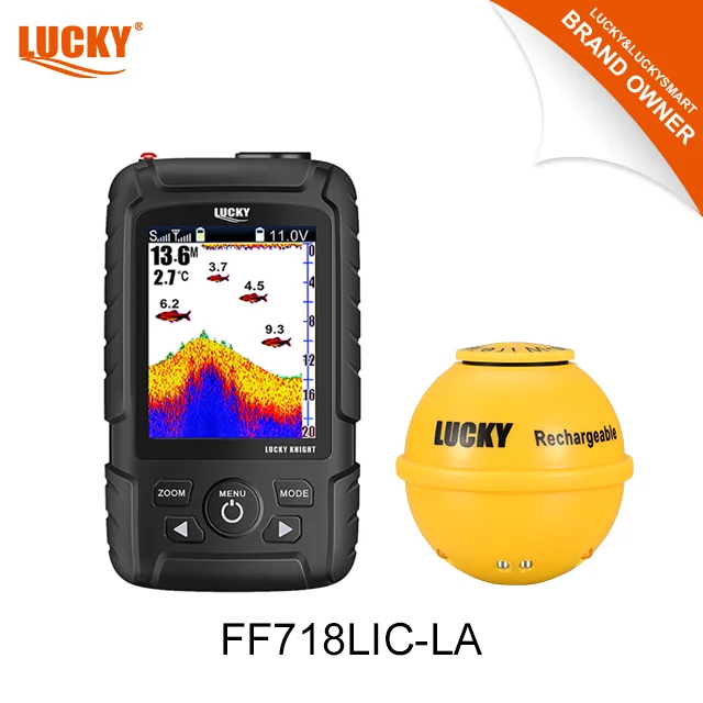 Lucky Visuitrusting Fishfinder FF718Lic-LA 2,8 inch gekleurd dot-matrix-display met type LA draadloze sensor
