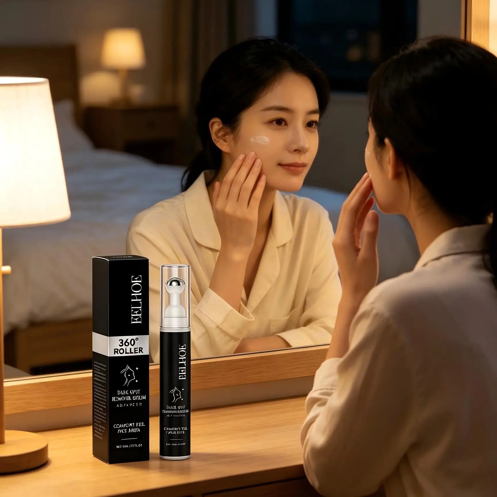 EELHOE Dark Spot Correcting Glow Serum Melanin Removal Improve Dullness 360° Roller Nicotinamide Vitamin C Brightening Serum view 6