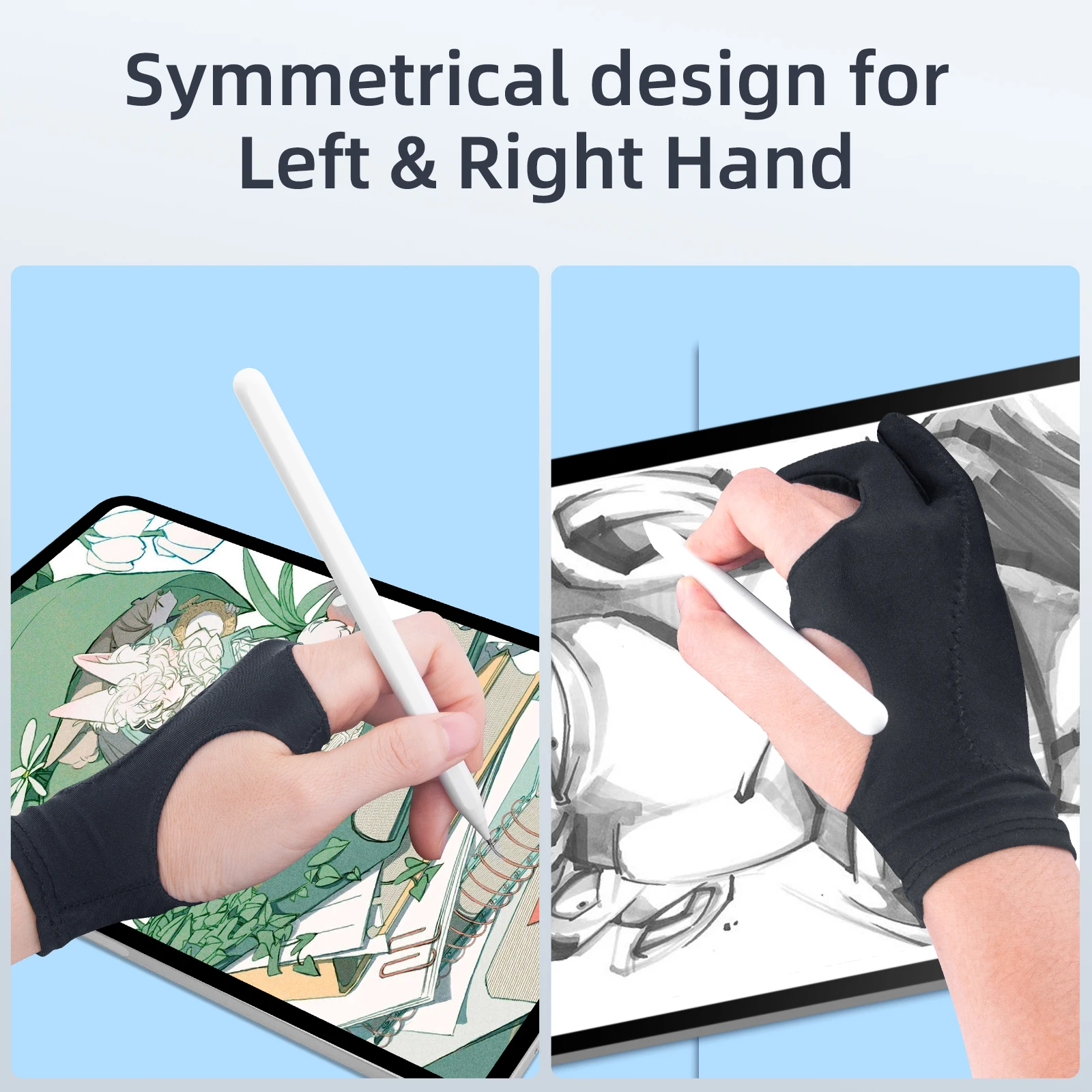 Anti-touch Two-Fingers Painting Glove For Drawing Tablet Right Left Hand Gloves