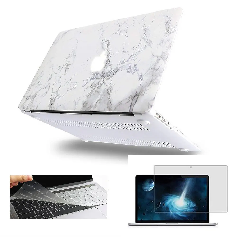 

3in1 Marble Printing Hard Cover Case+Keyboard Cover For Apple Macbook Air Pro Retina Touch Bar & Touch ID 11 12 13 15 inchs