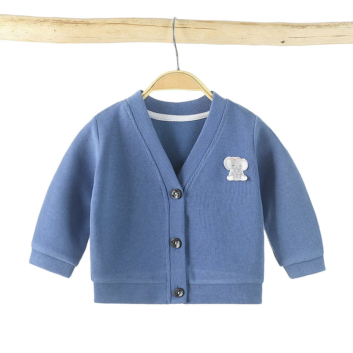 Baby Boy Girl Fleece Spring Fall Soft Cotton Knitted Sweater V-Neck Cardigan Jacket Coat Outwear Children Long Sleeves Kids Tops