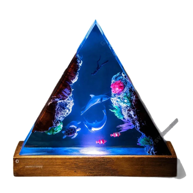 

Dolphin family epoxy lamp, marine life handmade marine decoration birthday gift