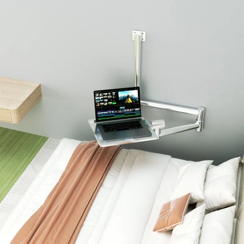 Computer bracket notebook, desktop lying down and playing computer pure stainless steel, dormitory desktop bed, bedside wall