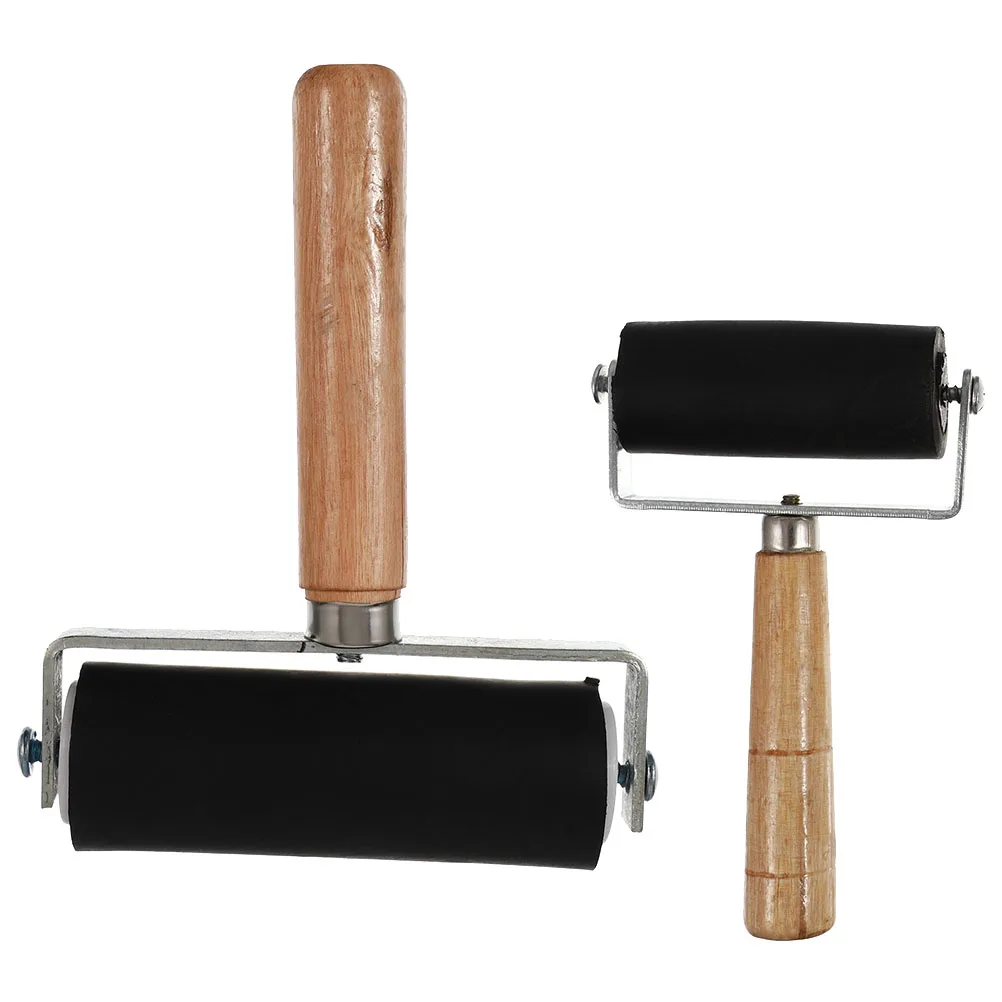 

2 pcs Brush Durable Painting Roller Rubber Roller For Drawing Blocks Printmaking Scrapbooks Wallpaper Stamping Craft Non-Slip