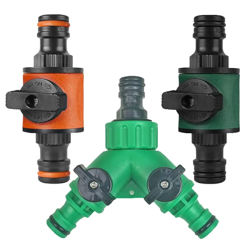 Hose Splitter 2 Way Water Splitter, Plastic Valve with Switch for Garden Faucet Irrigation System & Outdoor Watering Splitter