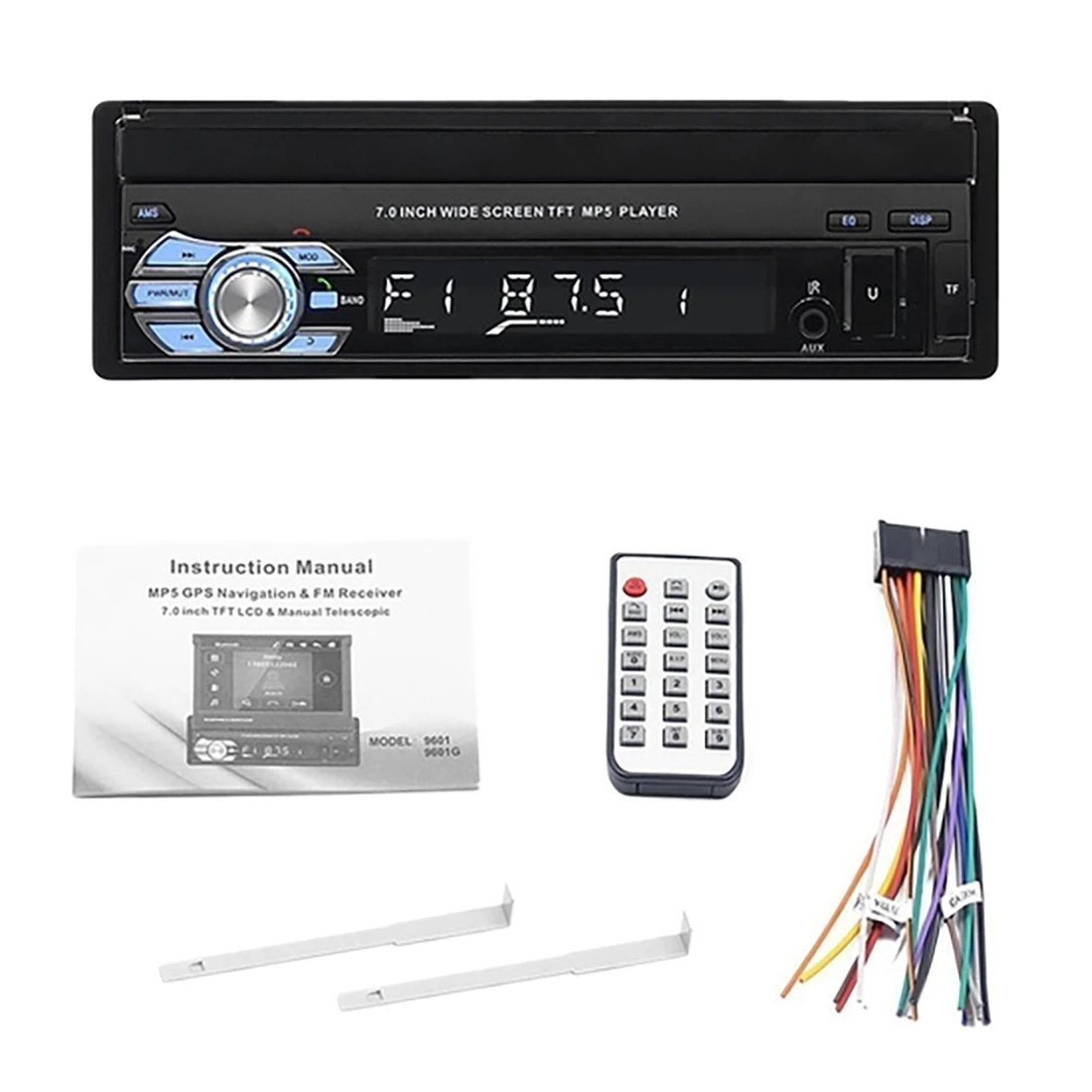 7 Inch 1 Din Autoradio Retractable Screen HD Car MP5 Player Car Stereo Radio Support Bluetooth/USB/AUX/FM/AM Radio