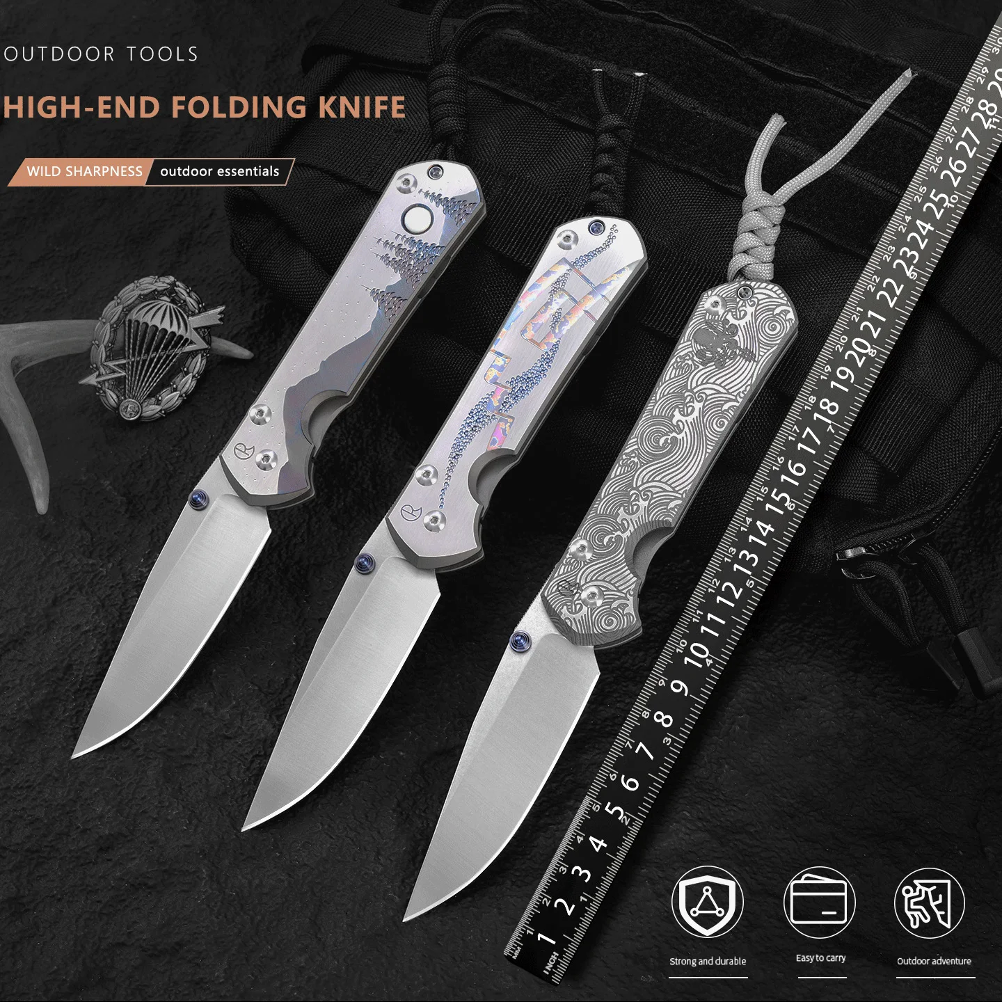 سكين قابل للطي بمقبض من سبائك التيتانيوم، شفرة عالية الصلابة، سكين قابل للطي محمول في الهواء الطلق، سكين جيب EDG، هدية راقية #1