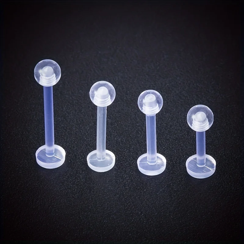 10pcs Clear Acrylic Lip Stud Piercing Labret Ring Set