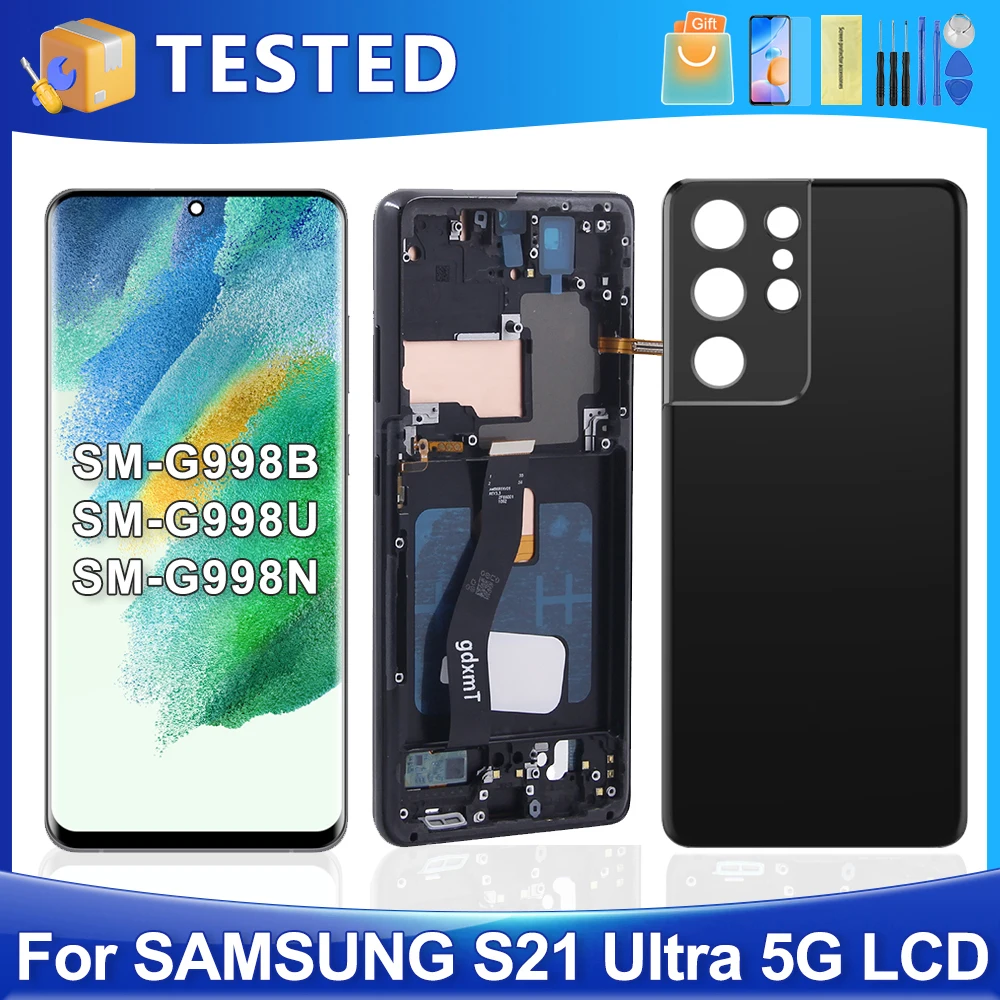 S21 Ultra For Samsung Tested S21 Ultra 5G G998B G998U G998W LCD Display Touch Screen Digitizer Assembly Replacement