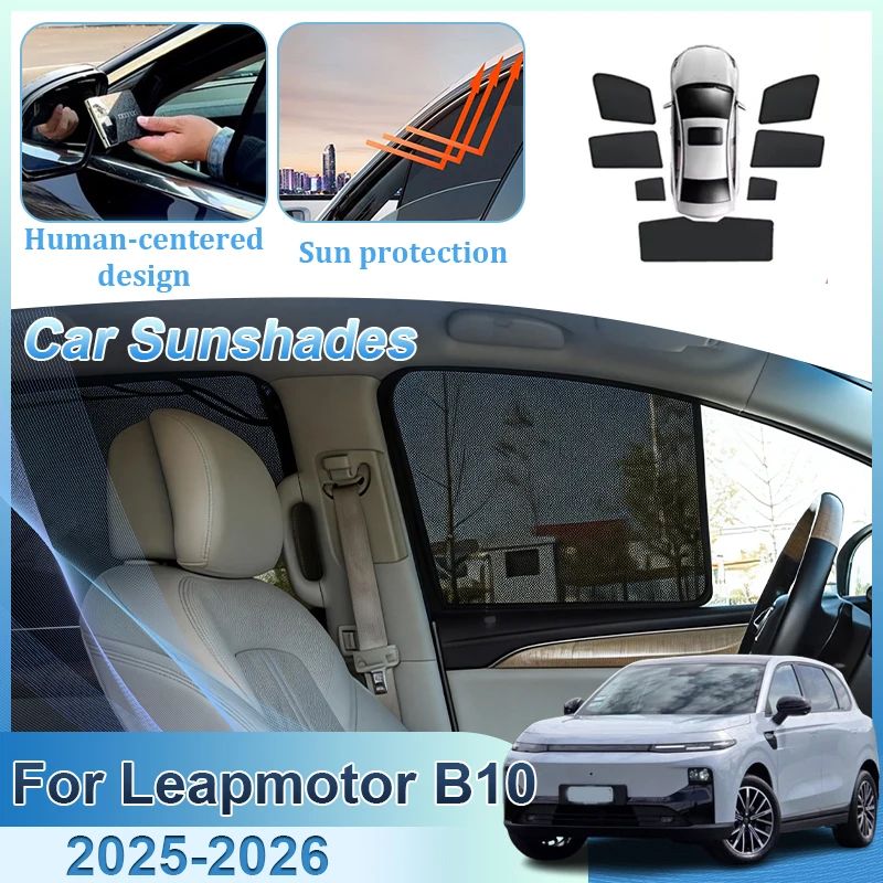 

Магнитная солнцезащитная шторка для автомобиля Leapmotor B10, аксессуары 2025-2026, сетчатая шторка для лобового и боковых окон, защита от солнца и обеспечение конфиденциальности