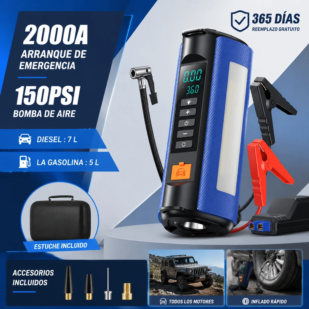 Arrancador de bateria portátil 2000A
