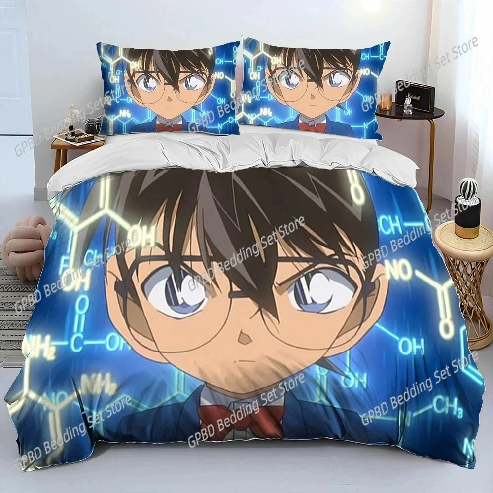 Anime Detective Conan Cartoon Bedding Set Single Twin Double Queen King Cal King Size Bed Linen Set