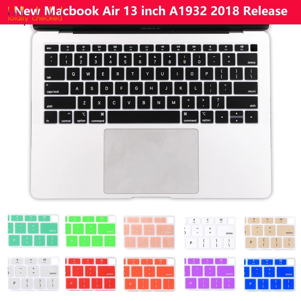 

Силиконовый чехол для клавиатуры на английском языке США для 2018 macbook air 13 дюймов 13,3 A1932 с защитой Touch ID Macbook Air 13 A 1932 2018