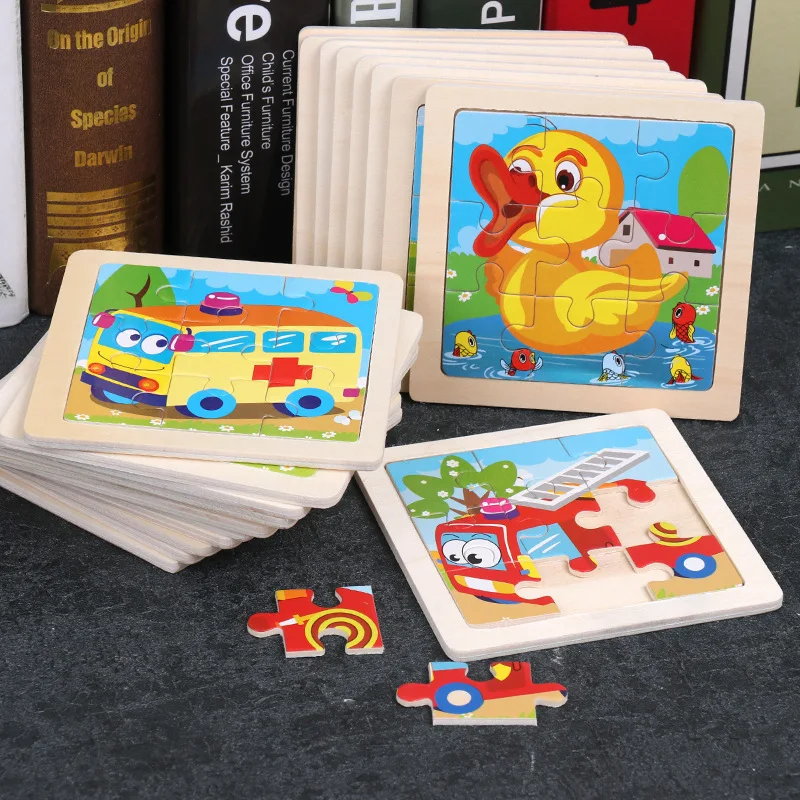 

4/12PCS 3D Wooden Jigsaw Puzzles for Children Kids Toys Cartoon Animal Traffic Puzzles Baby Educational Puzles Party Favors gift