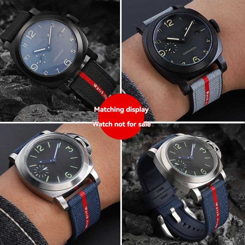 حزام مطاطي عالي الجودة لساعة بانيراي الغاطسة PAM 1391 PAM1565 Luna Rossa، Luminor 22mm24mm26mm للرجال مقاومة للماء