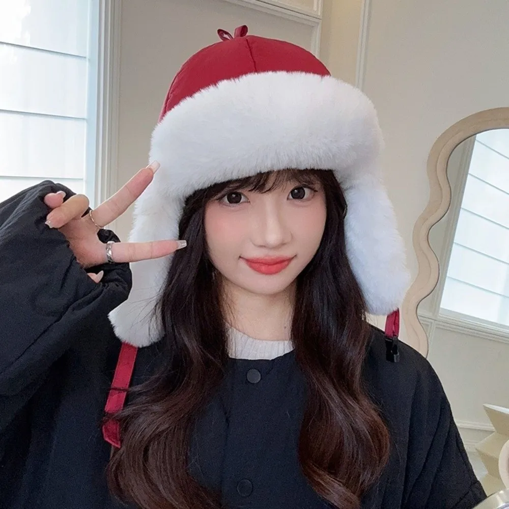 Casual Thickened Ear Protective Hat Windproof Cycling Lei Feng Hat No Eaves Big Head Circumference Winter Pilot Hat Outdoor