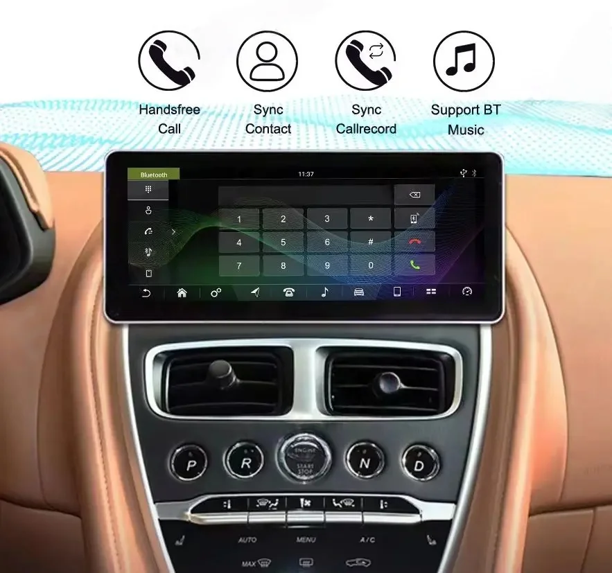 

12,3-дюймовый автомобильный мультимедийный проигрыватель с беспроводным CarPlay, GPS и видео для Aston Martin V8 2018-2022, Android 14, навигация