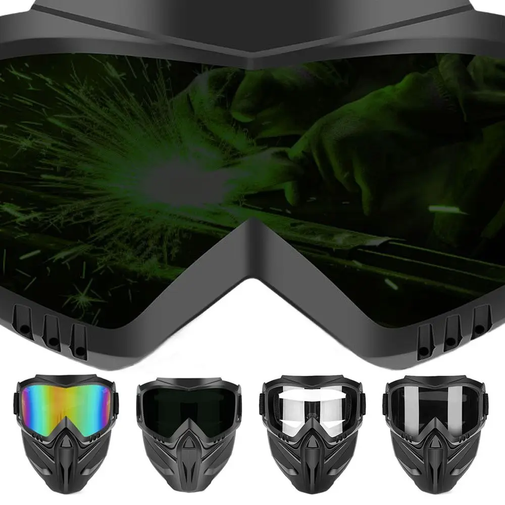 Dust Resistant Welding Glasses Adjustable Band Detachable Welder Mask Impact Resistant Riding Mask Goggles