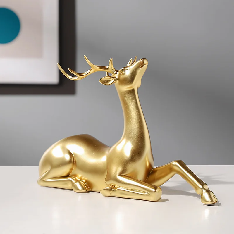 European style minimalist golden deer wine rack room wine cabinet desktop decoration simulated animal light luxury resin crafts