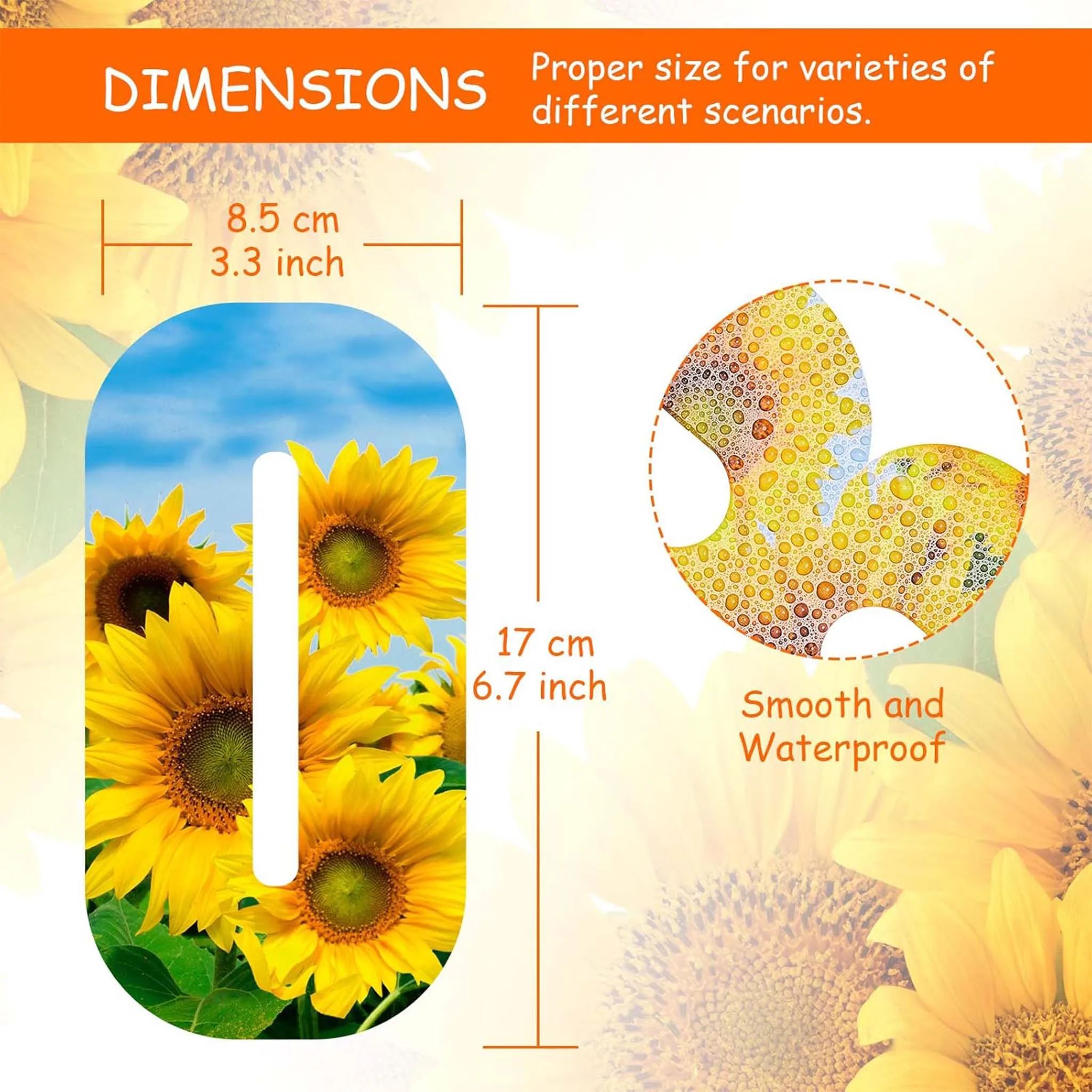 3pcs/sheet Sunflower Pattern Trash Bin Number Stickers Waterproof DIY Street Number for Dumpster Wall Locker Self-adhesive Decal