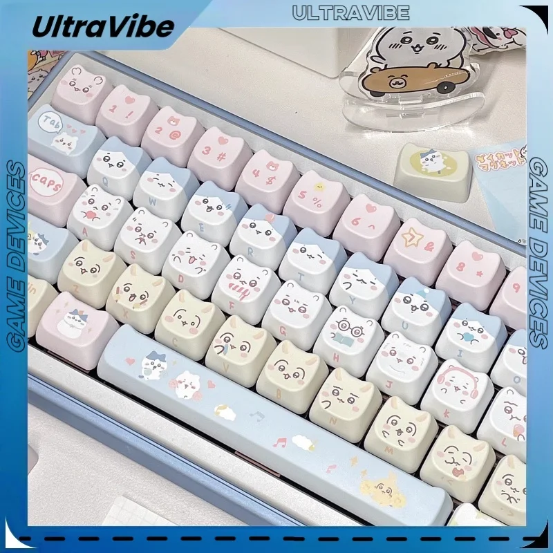 140keys Kawaii Anime Keycap Cute Cartoon MAO Hight PBT Thermal Sublimation MX Switch Mechanical Keyboard Keycaps Christmas Gift