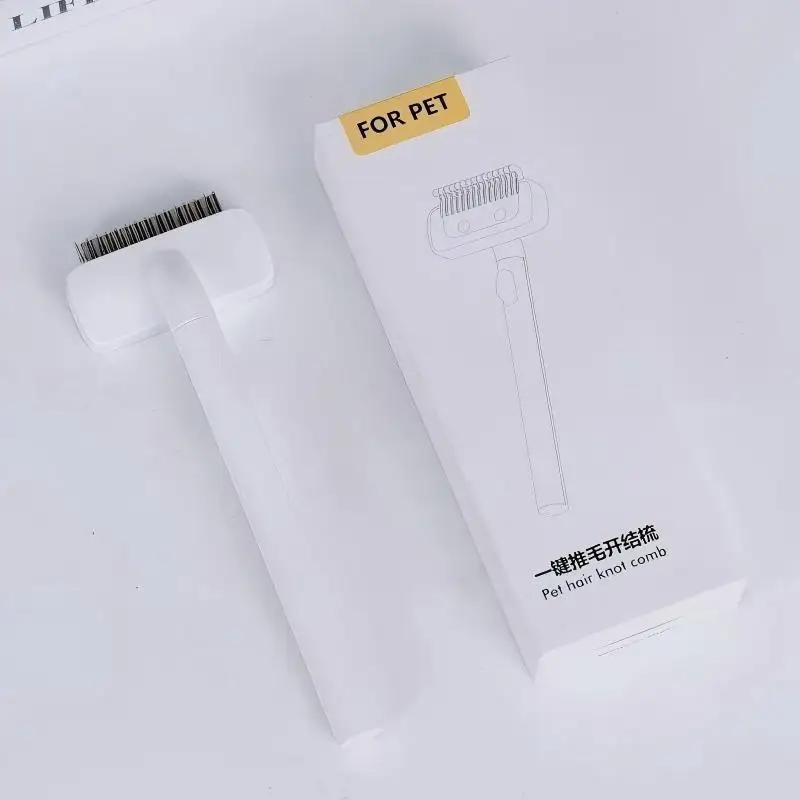 Klicken Sie auf den Haarentfernungs- und Knotentferner-Kamm für Katzen/Hunde, Klingen aus Edelstahl, sicheres Entwirrungswerkzeug mit ergonomischem Griff – Detail 6