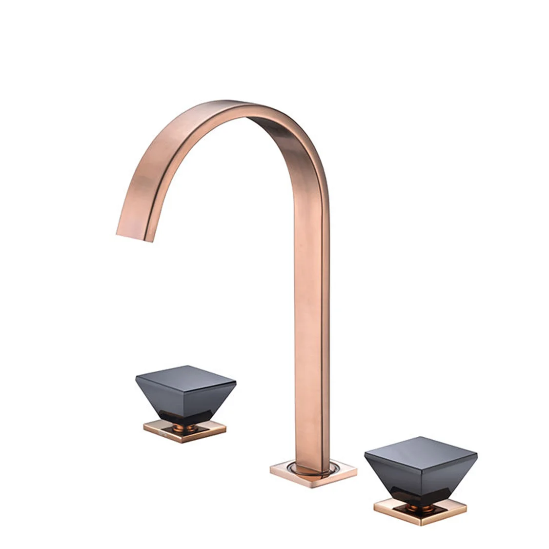 Pure Copper Bathroom Faucet, Three Hole Type, Hot And Cold Double Temperature Water Outlet, Transparent Crystal Handle, A9035