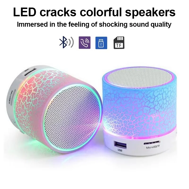 Mini Bluetooth Speaker Wireless Loudspeaker With LED Light USB TF Card AUX Subwoofer Portable Sound Column For Computer Laptop
