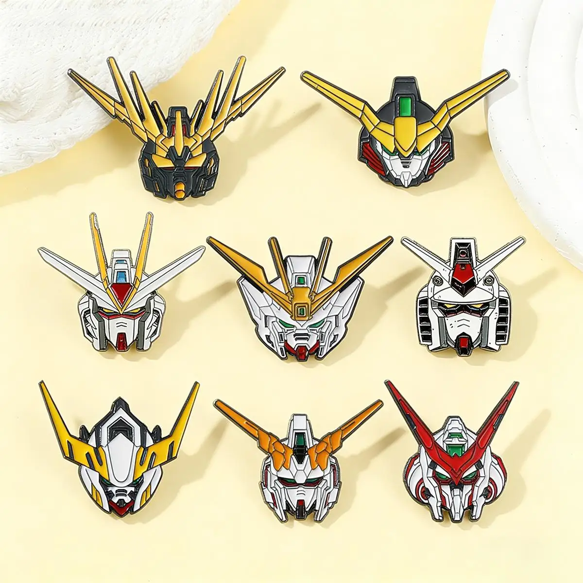 8Pcs/Set Anime Cosplay Secondary Avatar Series Robot Brooch Metal Enamel Badge Clothes Lapel Backpack Pins Accessories Fans Gift