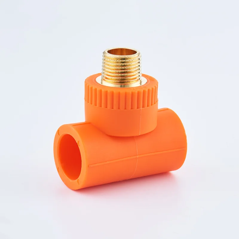 Orange PPR water pipe fittings, hot melt connection fittings, 20 * 1/2 25 * 1/2 25 * 3/4 external thread thread tee (set of 5)