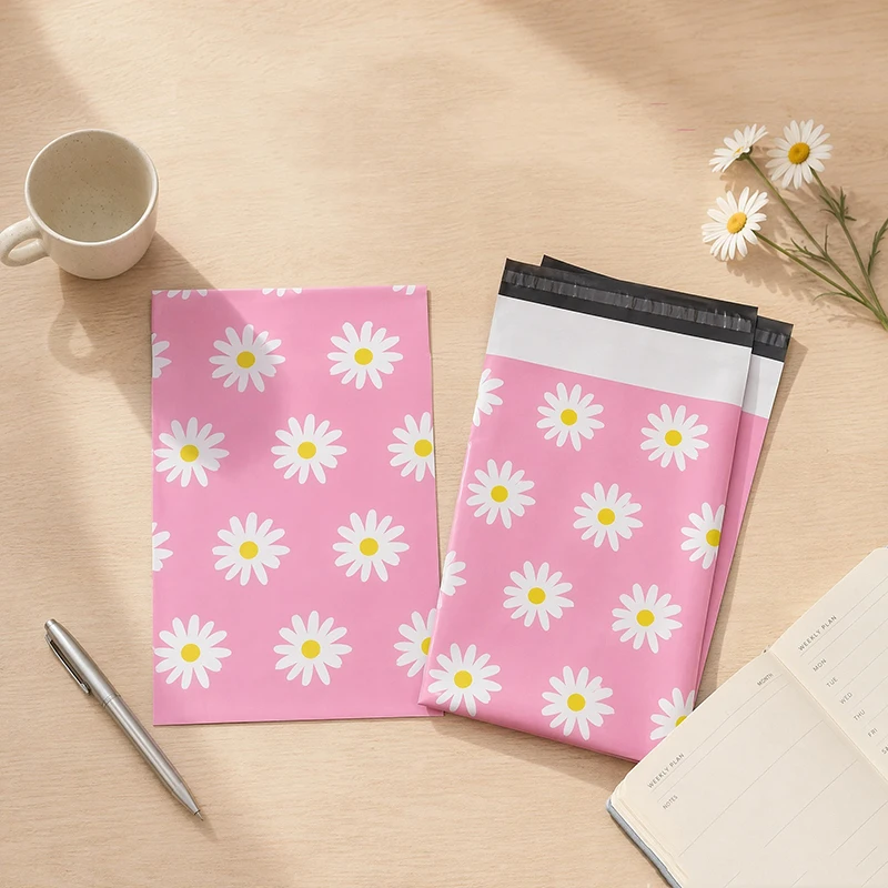 100pcs-pink-shipping-bags-chrysanthemum-print-courier-bag-plastic-express-envelope-waterproof-poly-mailers-bags-packing-supplies