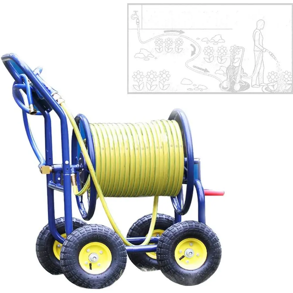 

Портативная тележка для хранения садового шланга большой емкости для наружного использования в садах, парках и ордарах