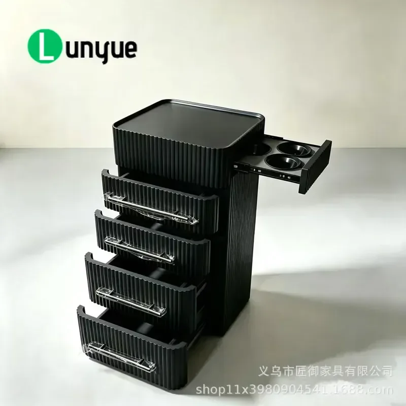 Hairdresser Tool Cabinet with Removable Wheels Large Capacity Drawer Storage Cart for Hair Perm Dyeing Organization